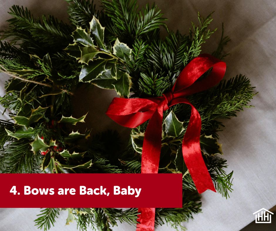 Holiday bows in classic and modern styles for indoor and outdoor decorating