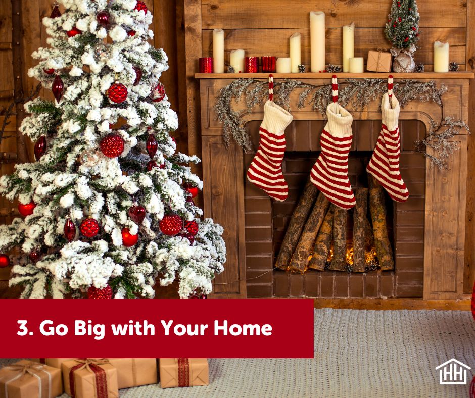 Oversized wreath and statement holiday decor for a bold festive look